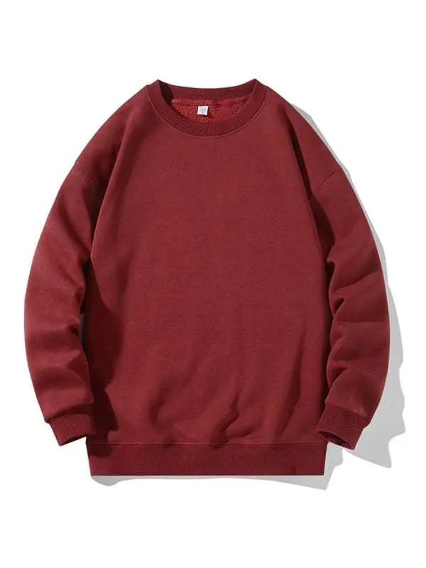 Tops - Classic Men's Solid Color Long Sleeve Crewneck Sweatshirt for A - Tops | MENLL